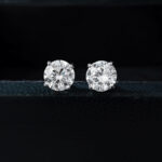 🔥 PROMO -50% 🔥 Clous d’Oreilles Rond Diamant 0.84CT en Argent Rhodié 925