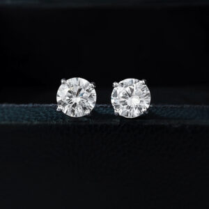 🔥 PROMO -50% 🔥 Clous d’Oreilles Rond Diamant 0.84CT en Argent Rhodié 925