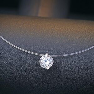 Collier Invisible Larme de Sirène Argent Rhodié 925 serti de Zircon